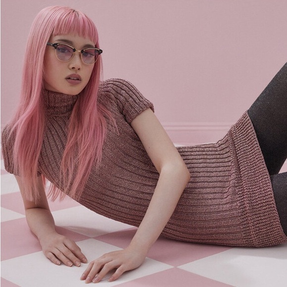 For Love And Lemons Dresses & Skirts - FINAL DROP. NWT* FOR LOVE & LEMONS • Sparkle KNITZ Metallic Rose Gold Mini Dress